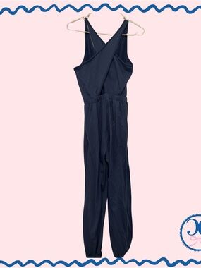 SHEIN Blue Jumpsuit – Criss Cross Back – Faux Tie Waist – Travel Friendly One Pi